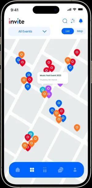 Explore events with map view